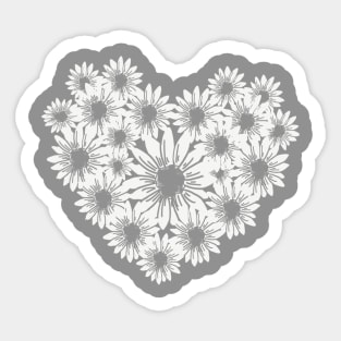 Heart full of White Daisy Flowers Sticker